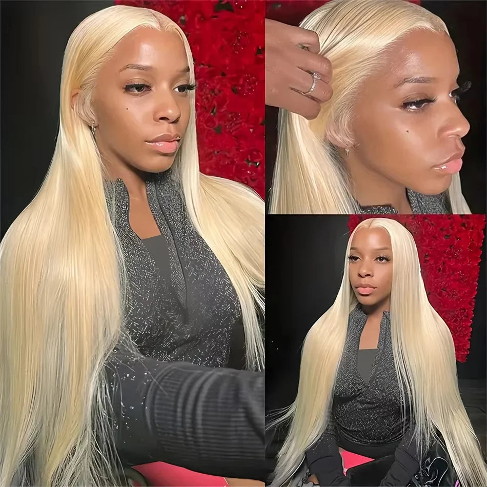 36" 613 HD Transparent Blonde Lace Frontal – Honey Brazilian Bone Straight Human Hair Wig