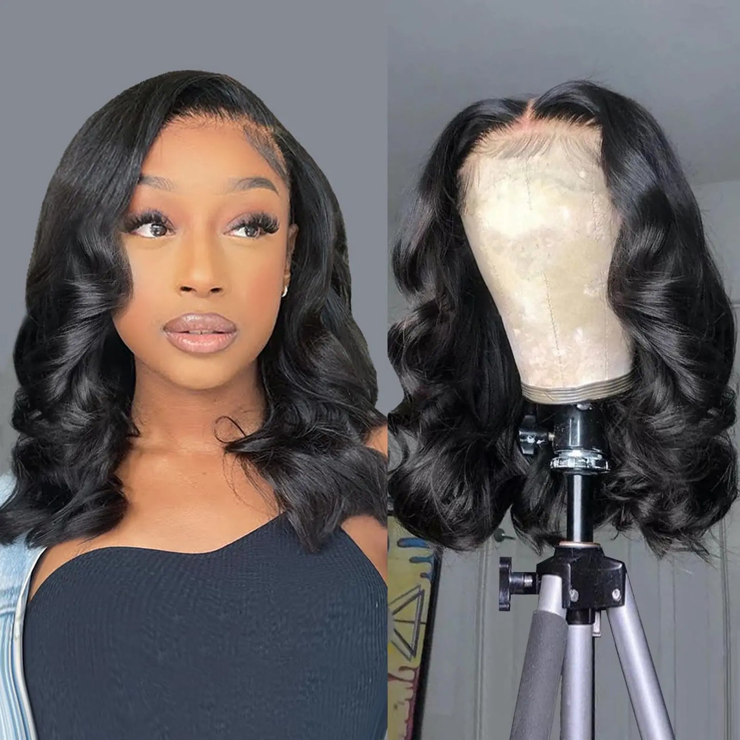 Body Wave Bob Lace Front Wig – 7x5 Glueless, Pre-Plucked with Baby Hair, 100% Human Hair