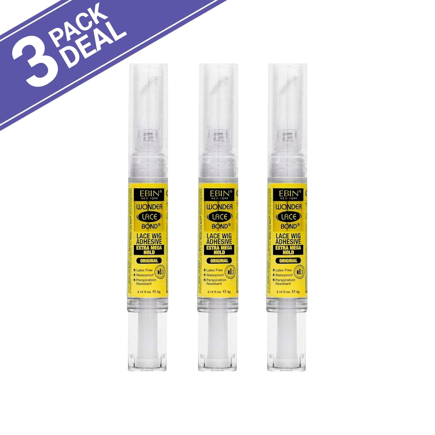 Ebin New York Wonder Lace Bond – Silicone Pen Wig Adhesive 0.14oz/4g, Easy Application for Travel & Touch-Ups