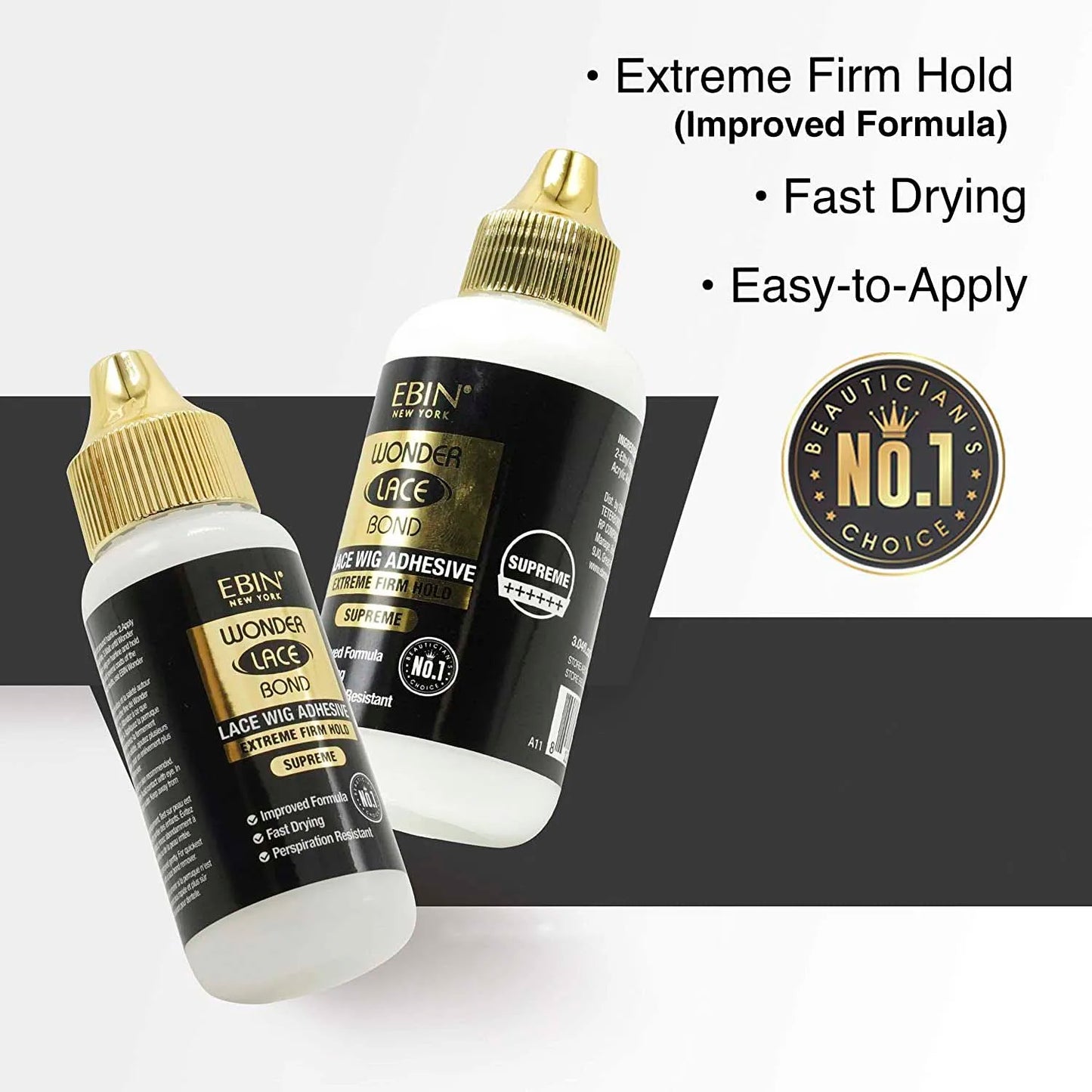 Ebin New York Wonder Lace Bond – Ultra Strong 1.15oz Wig Adhesive for Extreme Hold, All-Day Wear