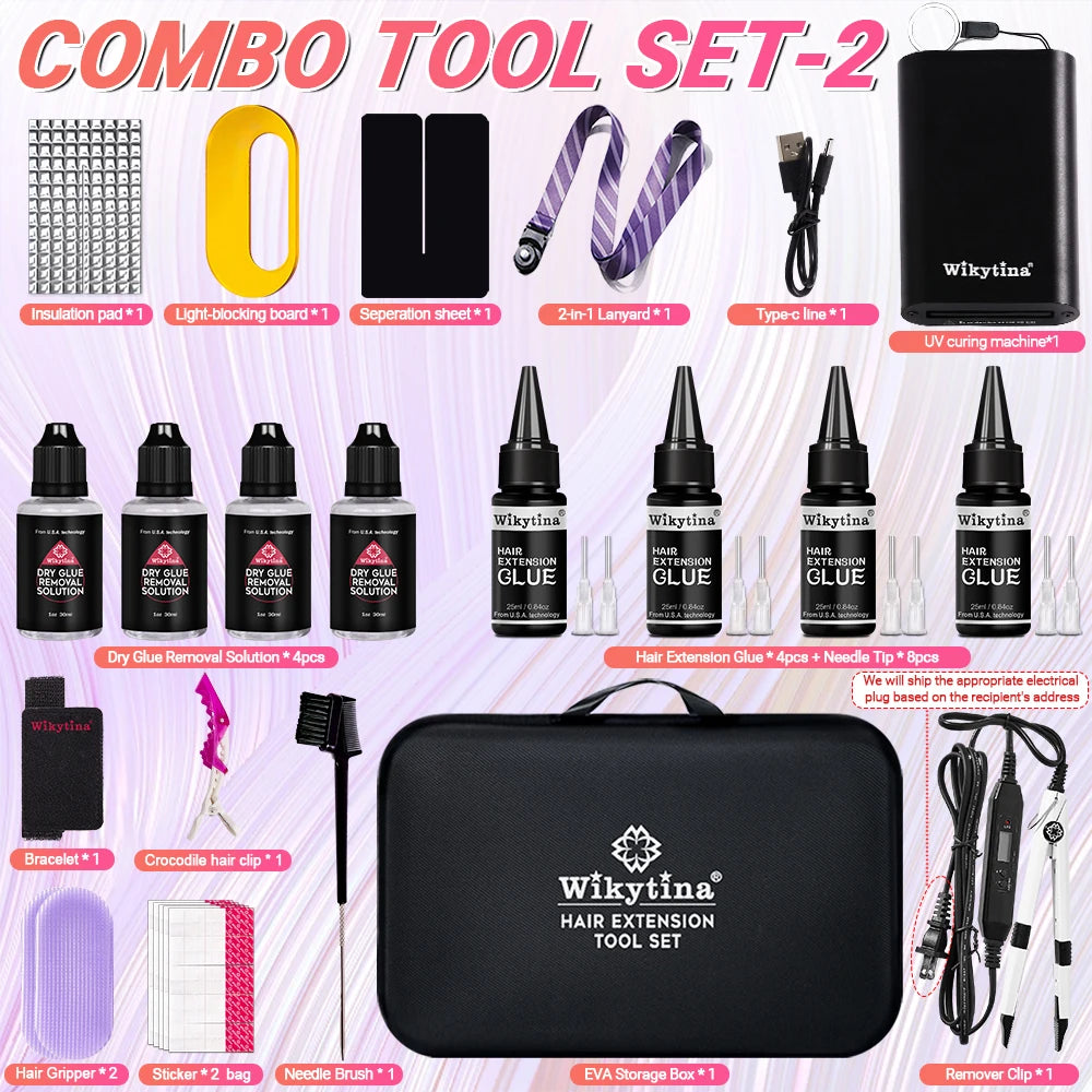 WIKYTINA Professional UV Light Hair Extension Kit