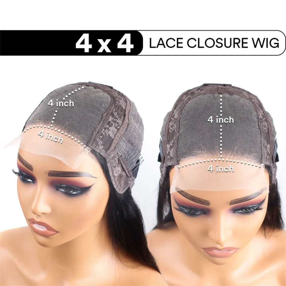 10" Glueless Bob Wig – 4x4 Lace Frontal, 250% Density, Short Straight Human Hair, Ready to Wear