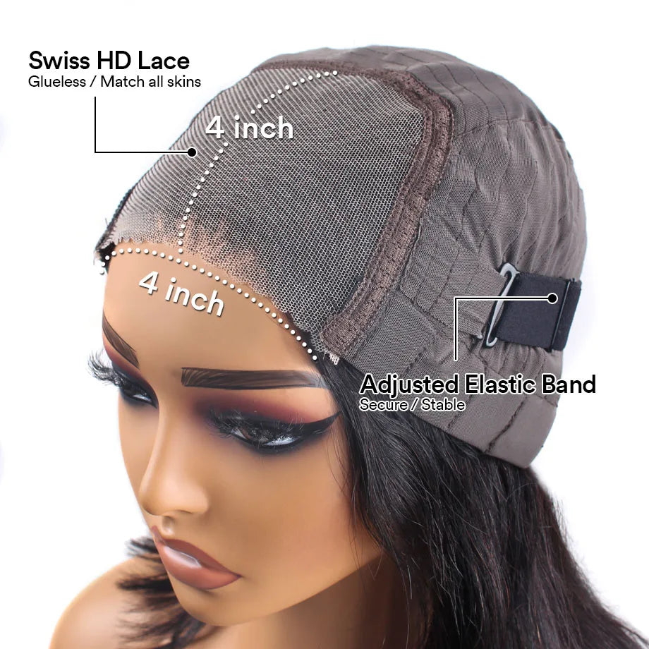 30" Body Wave Glueless Wig – 4x4/5x5 HD Lace Closure, Pre-Cut, Pre-Plucked Human Hair