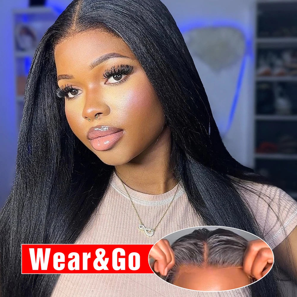 Pre-Cut Glueless Yaki Kinky Straight Wig – HD Lace