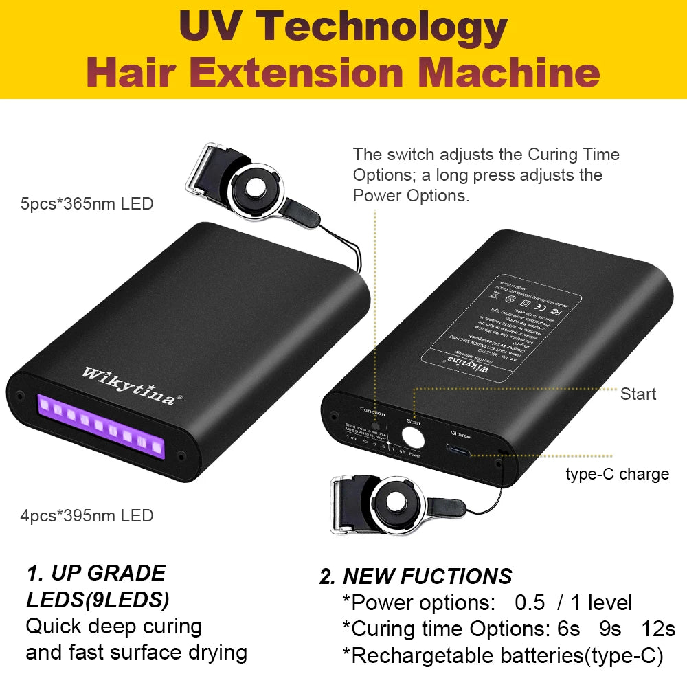 2025 UV Light Hair Extension Kit – V-Light Tools with Glue & Curing Lighter for Professional Salon or At-Home Extensions