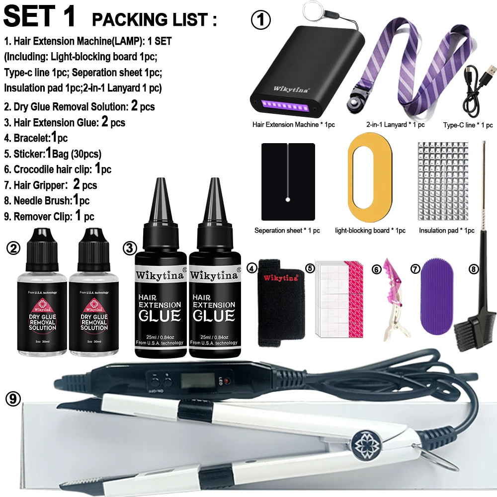 UV Light Hair Extension Kit – Professional Portable Set with UV Glue & Tools for Salon or Home Beauty Use