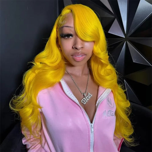 38" Light Yellow Body Wave Wig – 613 Color, 13x6 HD Lace Front Human Hair for Cosplay