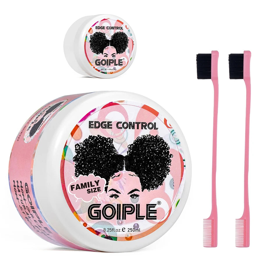 GOIPLE Edge Control Gel Set – Strong Hold 4C Pomade, Hair Wax Stick, Frizz Tamer with Brush & Band