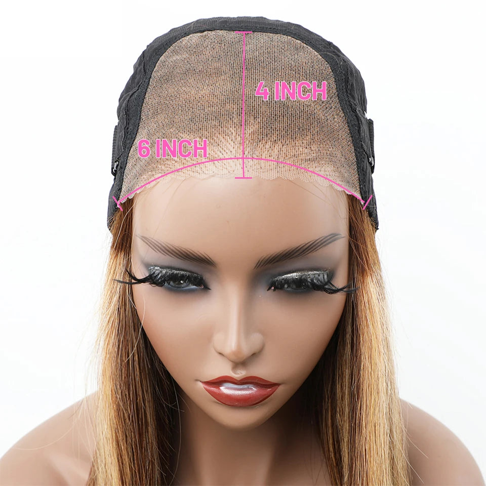 Glueless Highlight Straight Wig – 13x6 HD Lace Front, Ombre Brazilian Human Hair