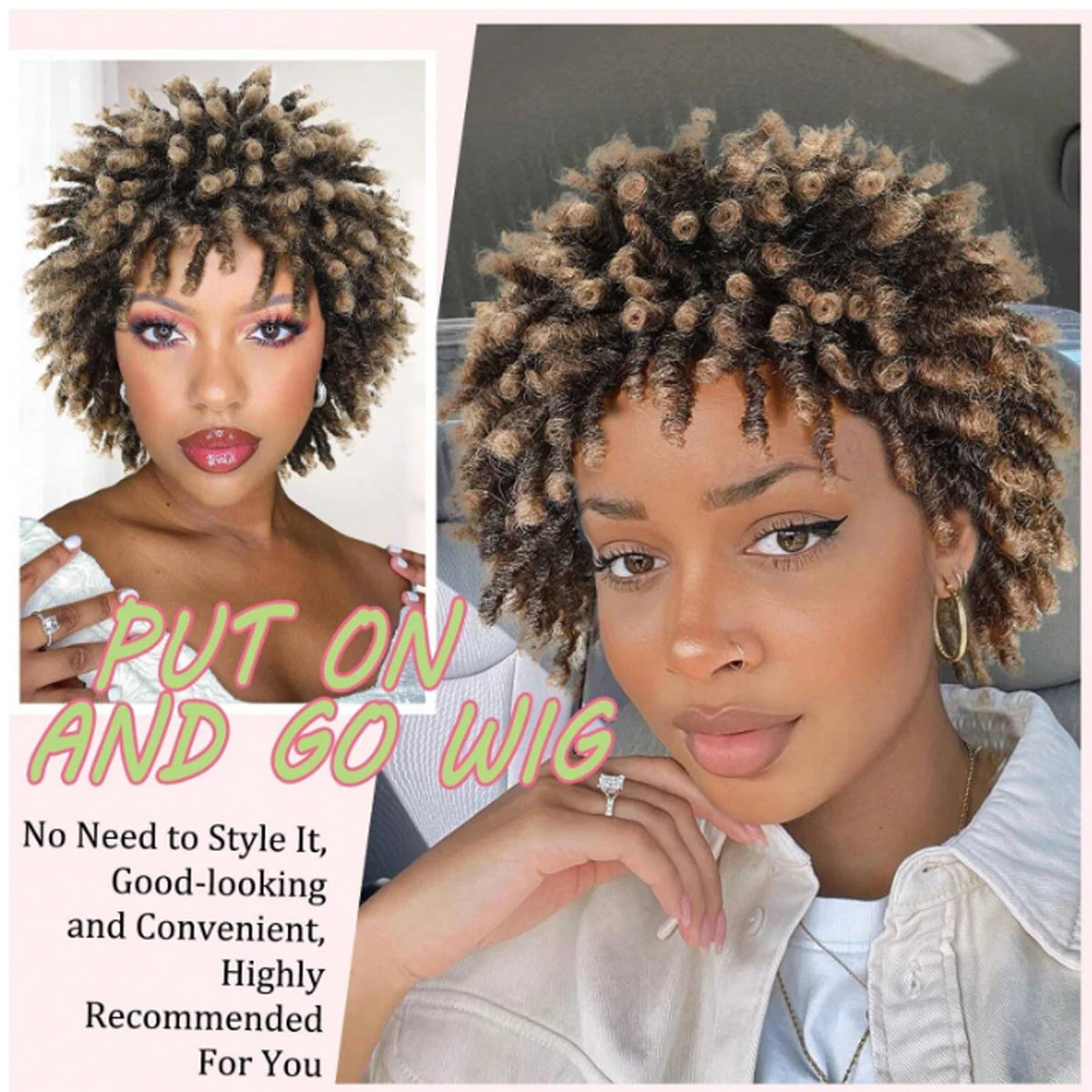 Short Afro Faux Dread Wig – Heat-Resistant Synthetic Braided Wig for Black Women & Men