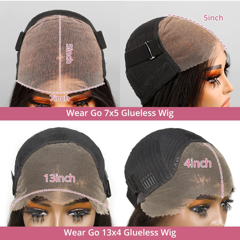 Pre-Cut Glueless Ombre Straight Wig – 7x5 & 13x4 Lace Front, Ready to Wear Human Hair