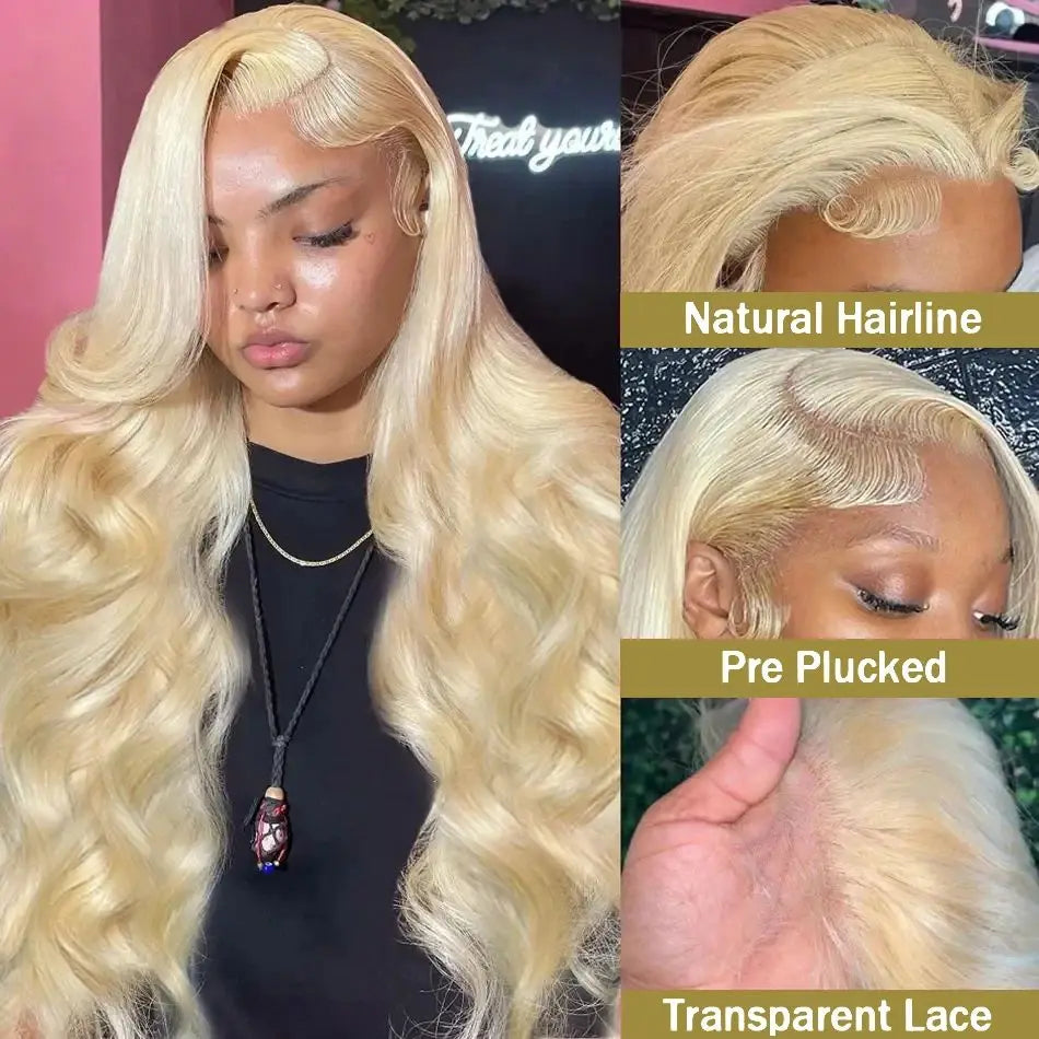 30" 613 HD Lace Frontal Wig – 13x6 Body Wave, 220% Density Pre-Plucked Blonde Human Hair