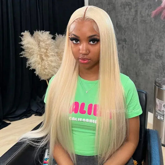 30–36" 200% Density 613 Honey Blonde Straight Wig – 13x6 Transparent HD Lace Frontal, 13x4 Lace Front Human Hair