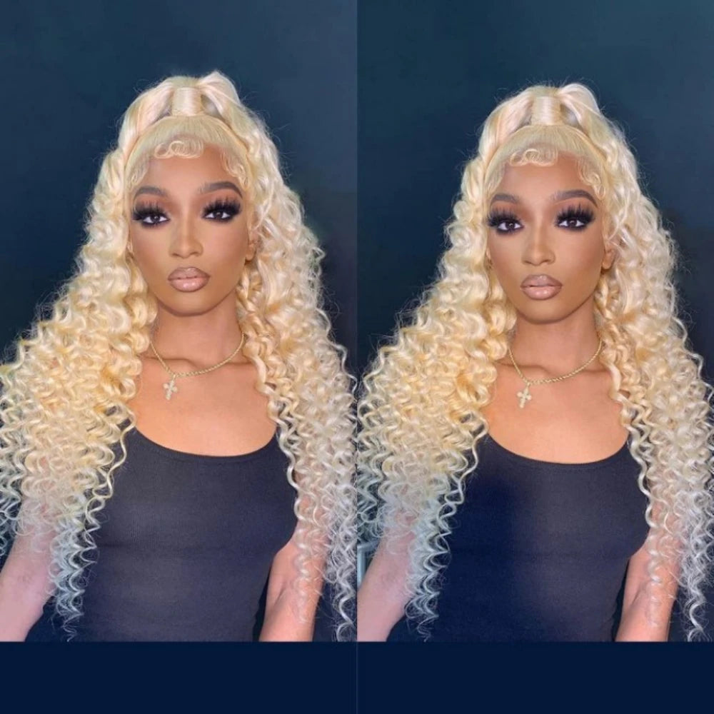 13x6 Deep Wave 613 Blonde Wig – HD Lace, Curly Human Hair