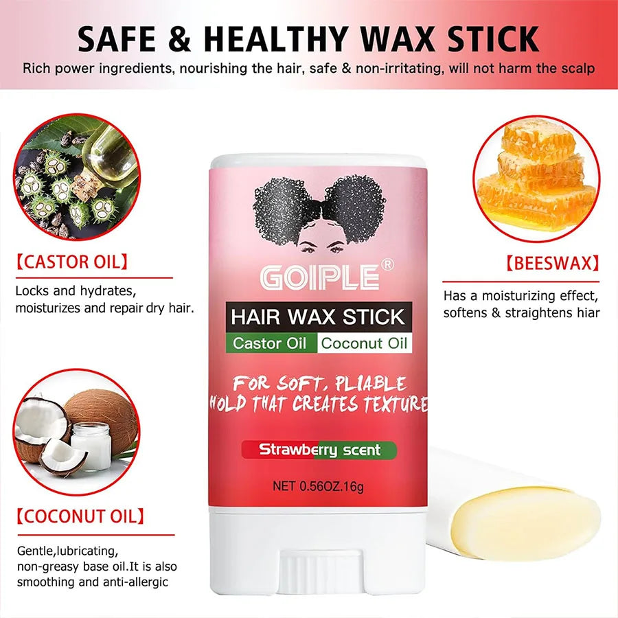 GOIPLE Edge Control Gel Set – Strong Hold 4C Pomade, Hair Wax Stick, Frizz Tamer with Brush & Band
