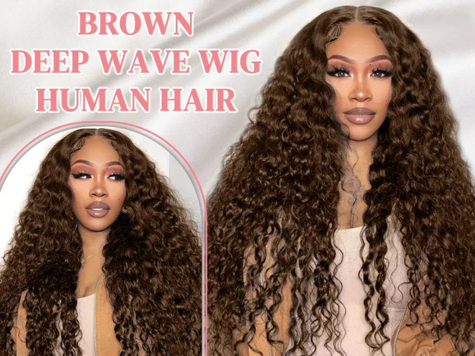 Chocolate Brown Deep Wave Lace Front Wig – 13x6 HD Lace, 250% Density Human Hair