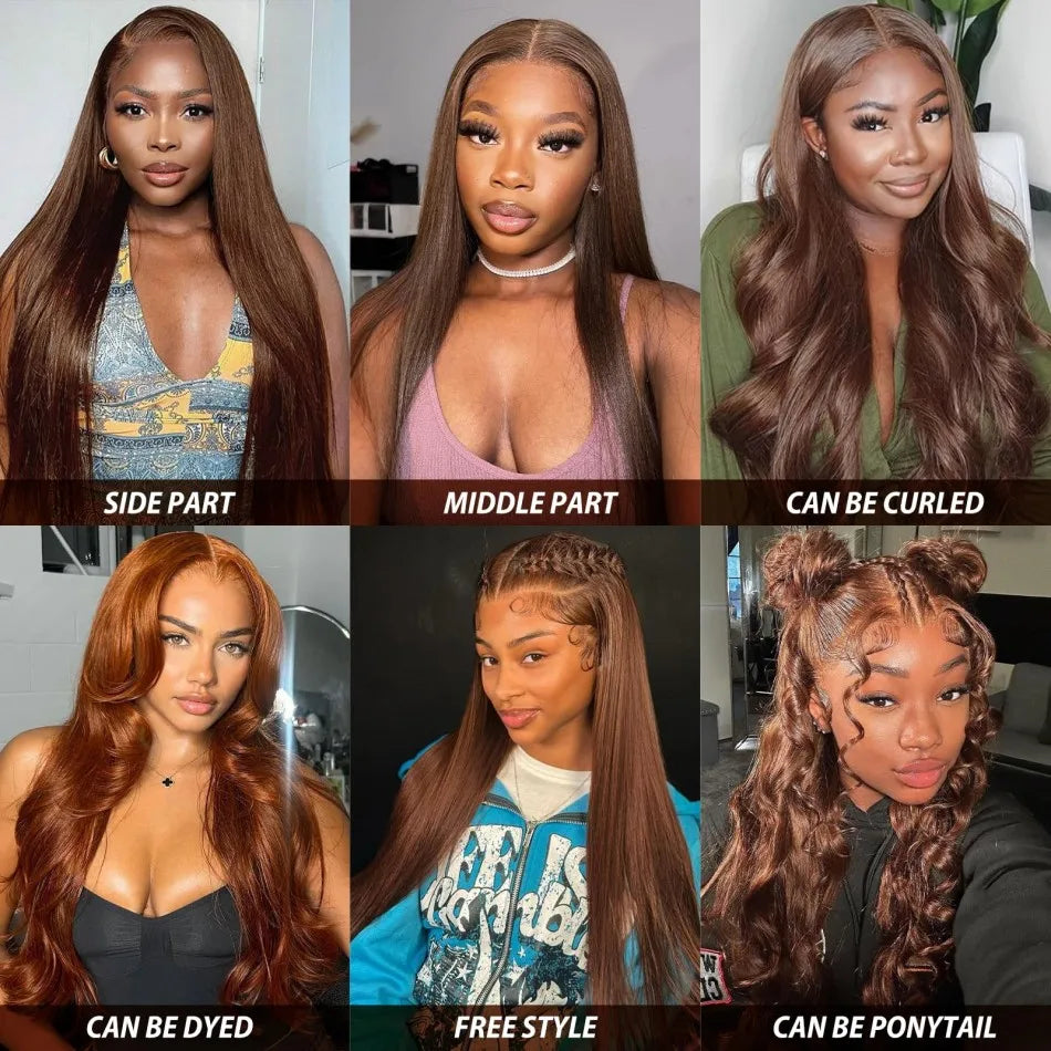 Chocolate Brown Deep Wave Lace Front Wig – 13x6 HD Lace, 250% Density Human Hair