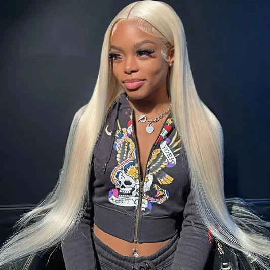 30–36" 200% Density 613 Honey Blonde Straight Wig – 13x6 Transparent HD Lace Frontal