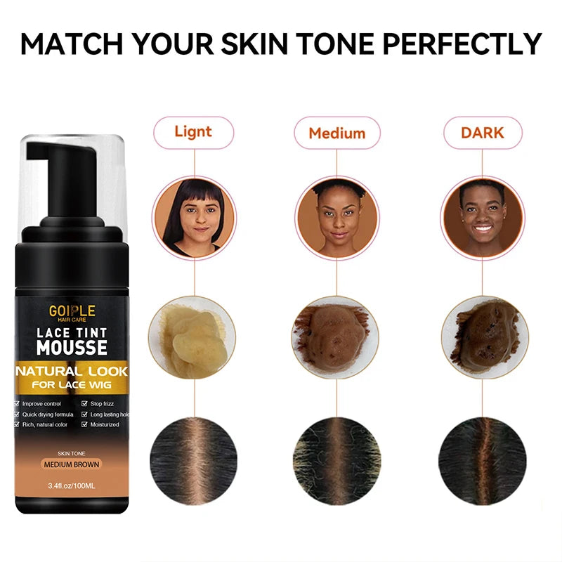 Lace Tint Mousse & Wig Glue Set – Waterproof, Extra Hold Adhesive Foam with Edge Control Hair Wax Stick