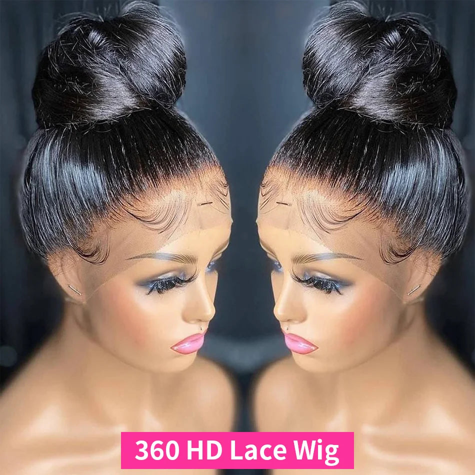 40" Invisible Strap 360 Lace Wig – Full Lace, Natural Black Curly Human Hair with Drawstring