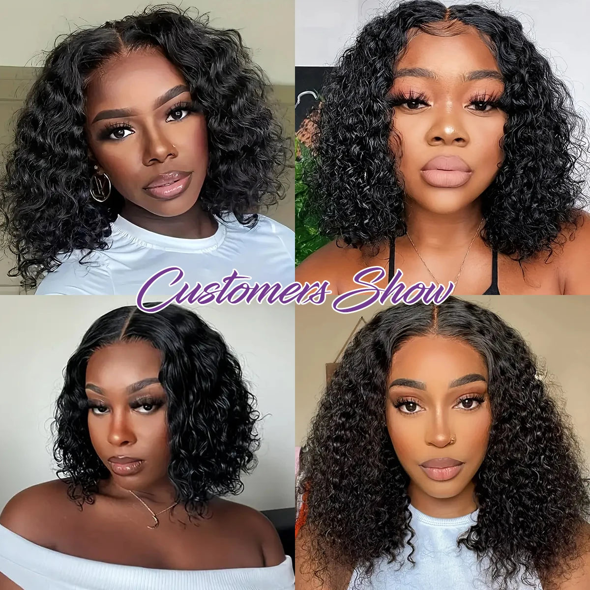 No-Glue Deep Wave Bob Wig – 13x4/7x5 Glueless, 250% Density Curly Human Hair