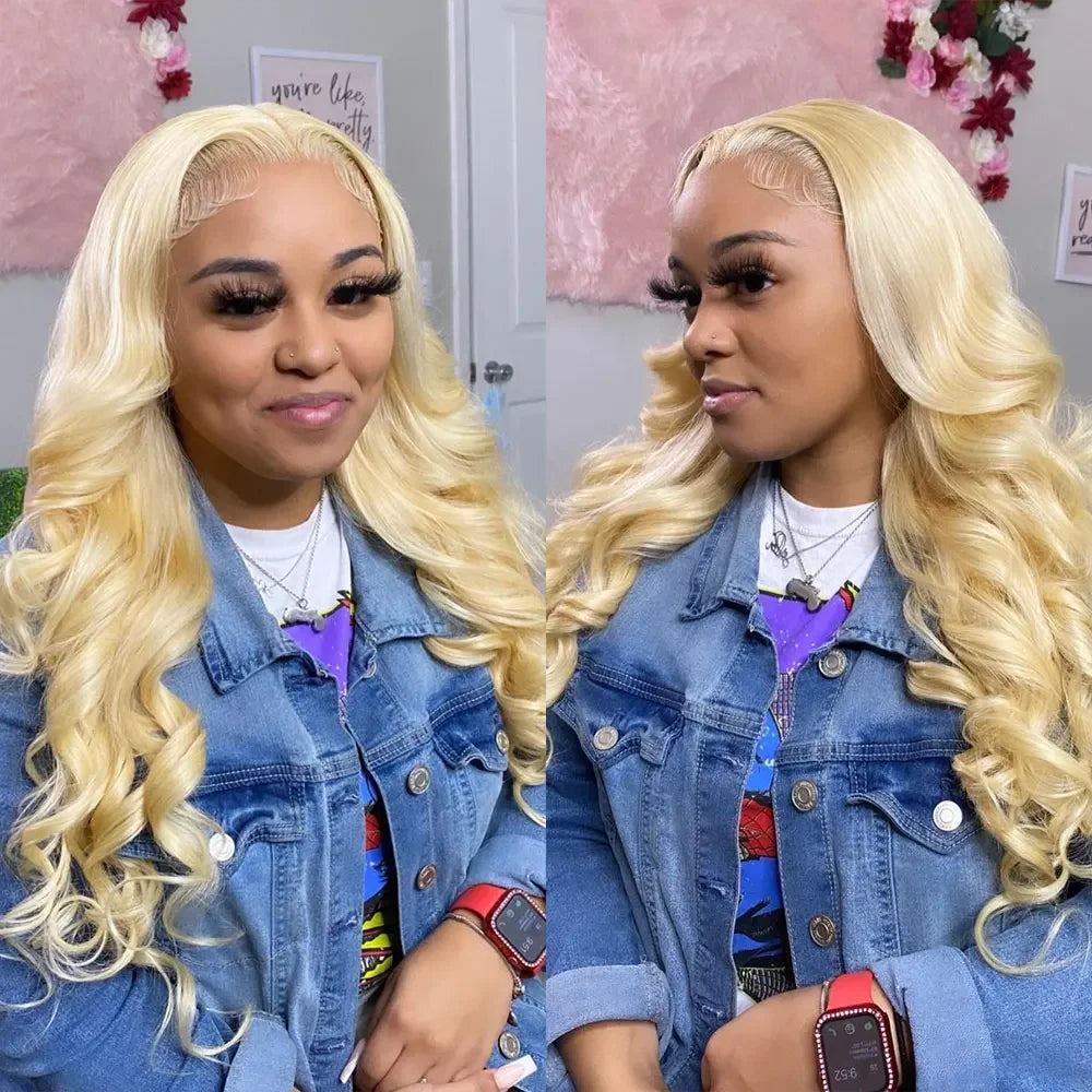 28" 613 Honey Blonde Body Wave Wig – HD Lace Front, 13x4/13x6 Brazilian Remy Human Hair