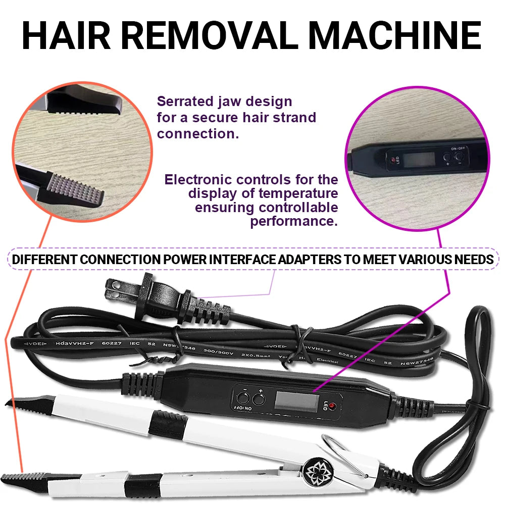 Professional UV Light Hair Extensions Machine – Salon Grade UV Curing Glue & Remover, Complete Styling Kit