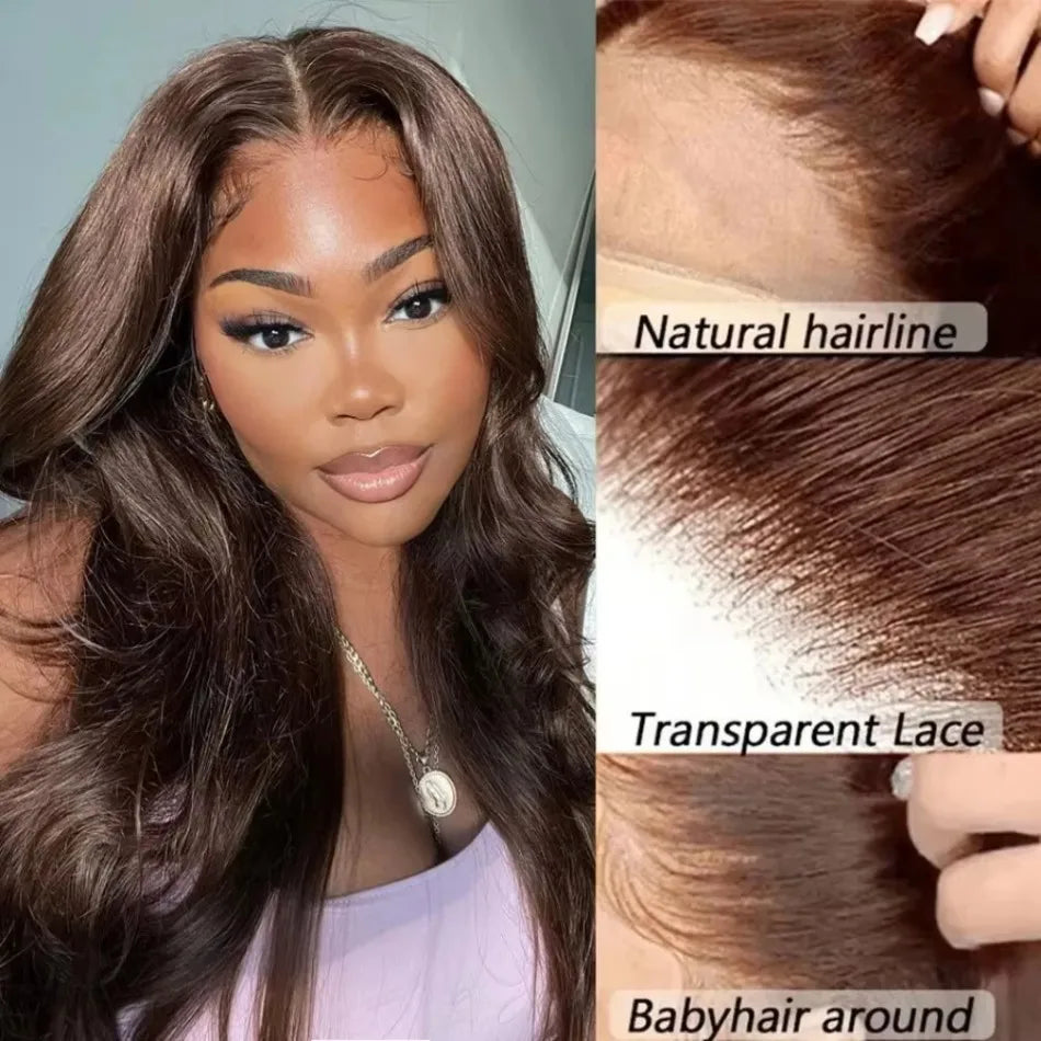 250% Density Deep Wave Chocolate Brown Lace Front Wig – 13x6 HD Human Hair for Black Women