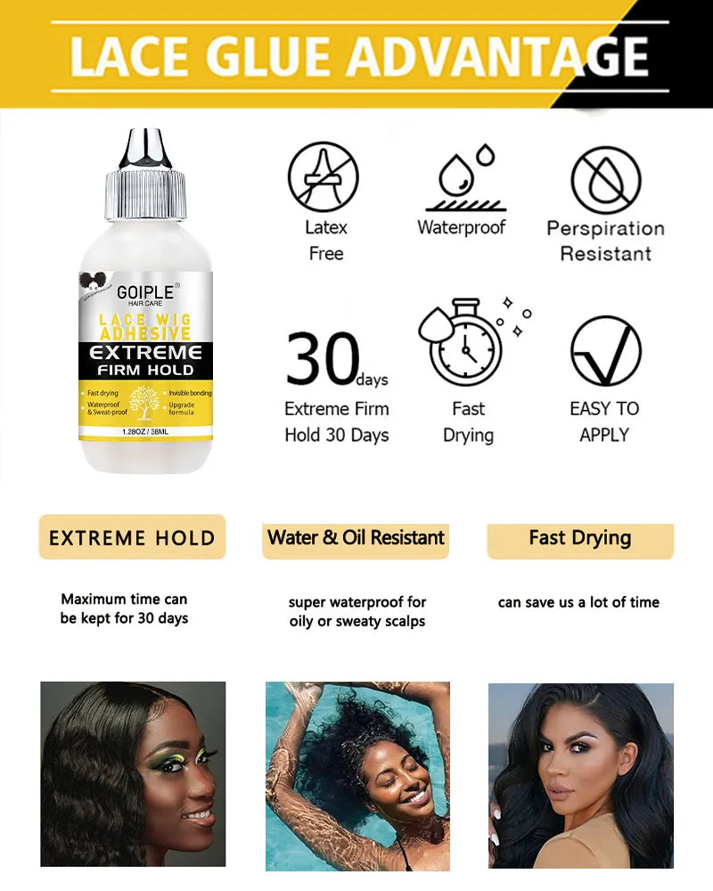 Lace Melting Spray – Glue-Less Invisible Wig Adhesive, Waterproof Extra Hold with Toupee Wax Stick Gel