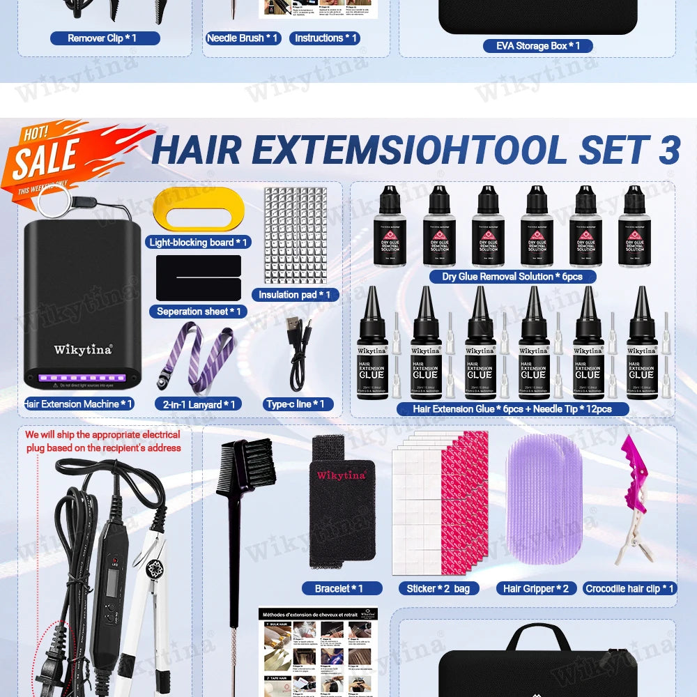 Professional UV Light Hair Extensions Machine – Salon Grade UV Curing Glue & Remover, Complete Styling Kit