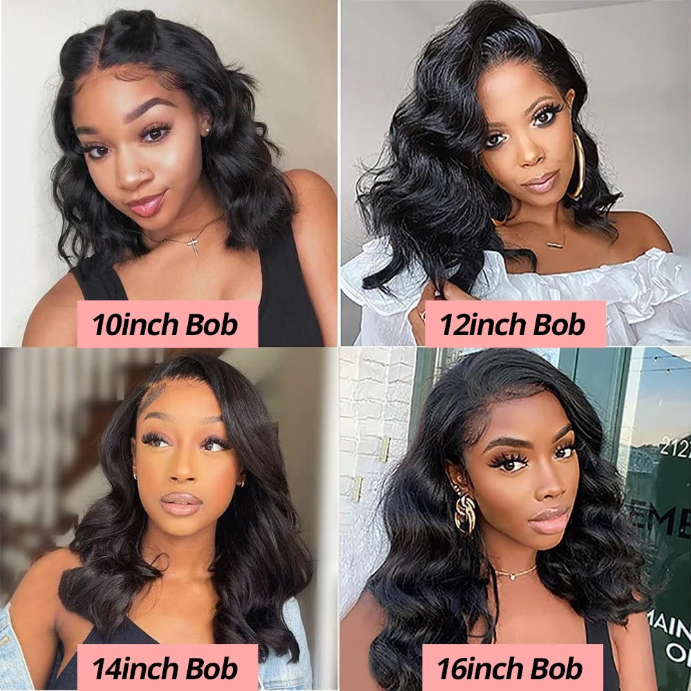 Body Wave Bob Lace Front Wig – 7x5 Glueless, Pre-Plucked with Baby Hair, 100% Human Hair