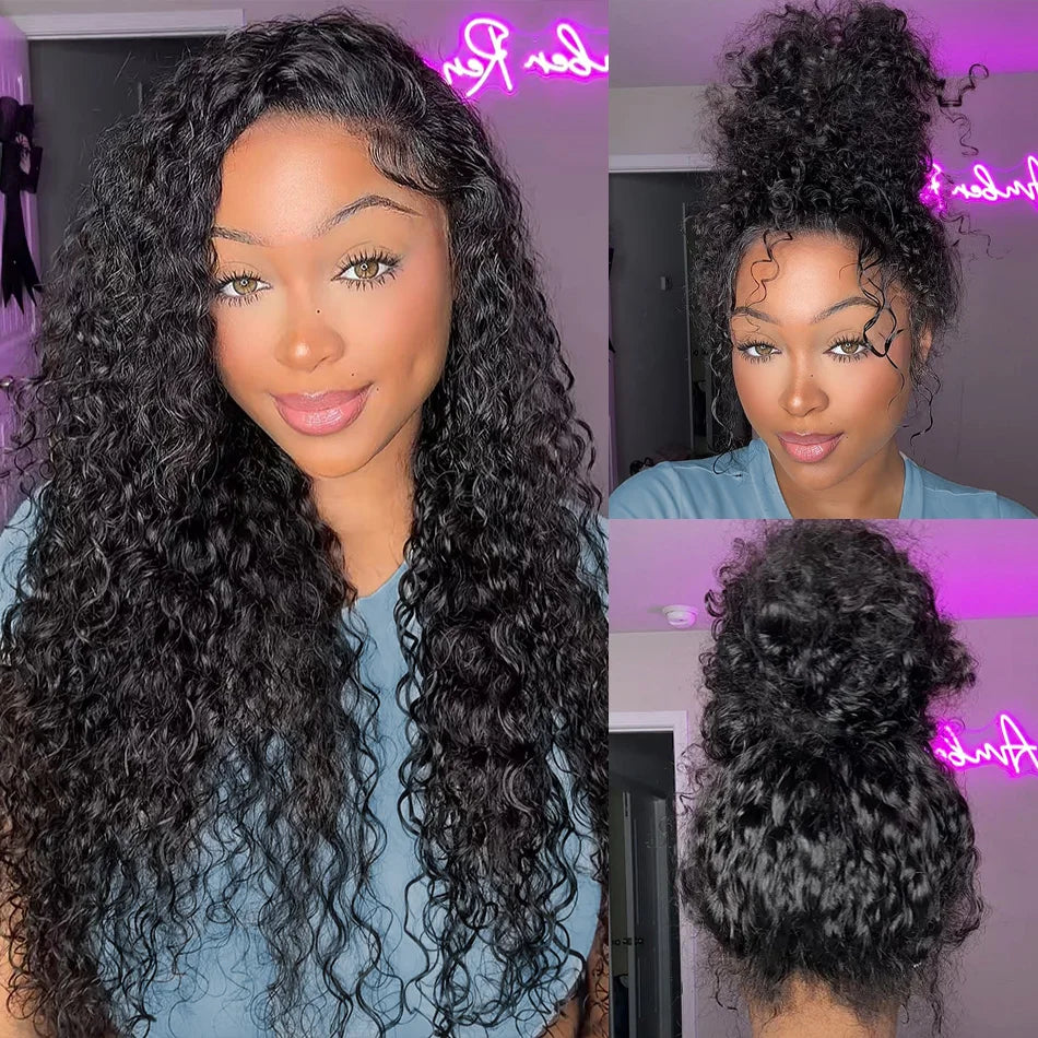 30" Deep Wave 360 Full Lace Wig – 220% Density, 13x4 Water Wave Brazilian Human Hair
