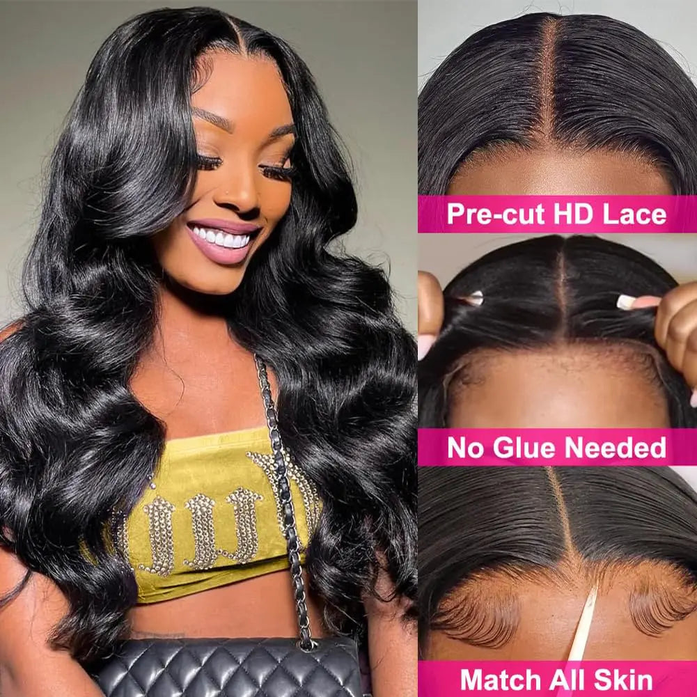 30" Body Wave Glueless Wig – 4x4/5x5 HD Lace Closure, Pre-Cut, Pre-Plucked Human Hair