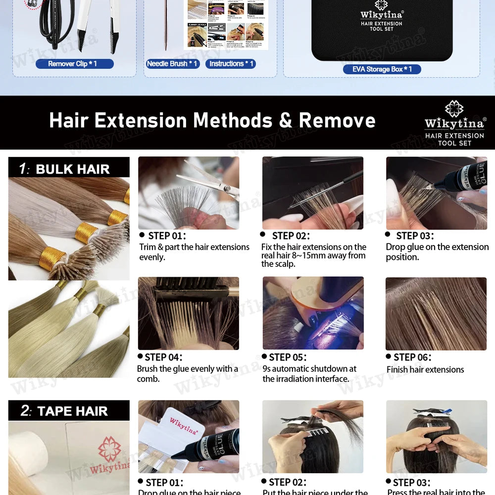Professional UV Light Hair Extensions Machine – Salon Grade UV Curing Glue & Remover, Complete Styling Kit