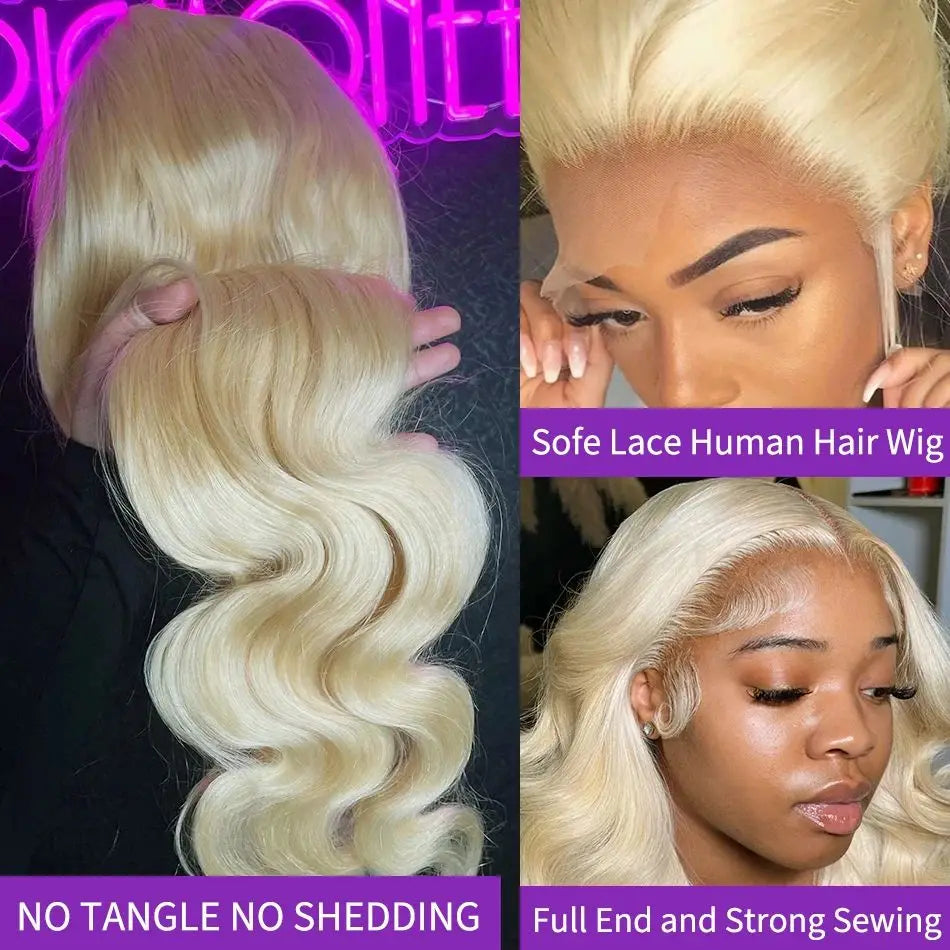 30" 613 HD Lace Frontal Wig – 13x6 Body Wave, 220% Density Pre-Plucked Blonde Human Hair
