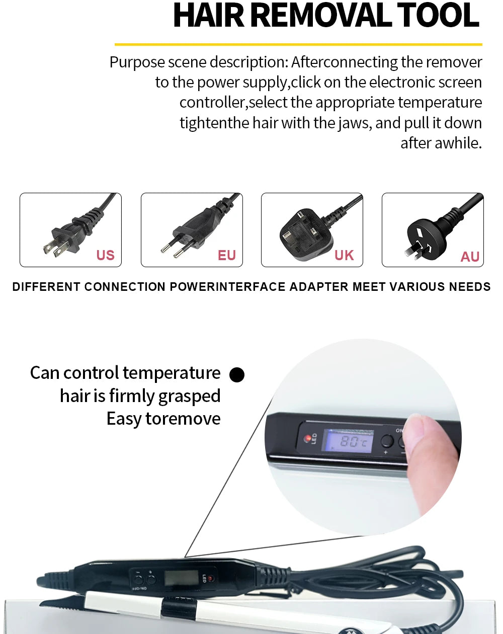 All-in-One V Light Hair Extensions Kit – UV Light Glue & Extension Machine for Long-Lasting Results