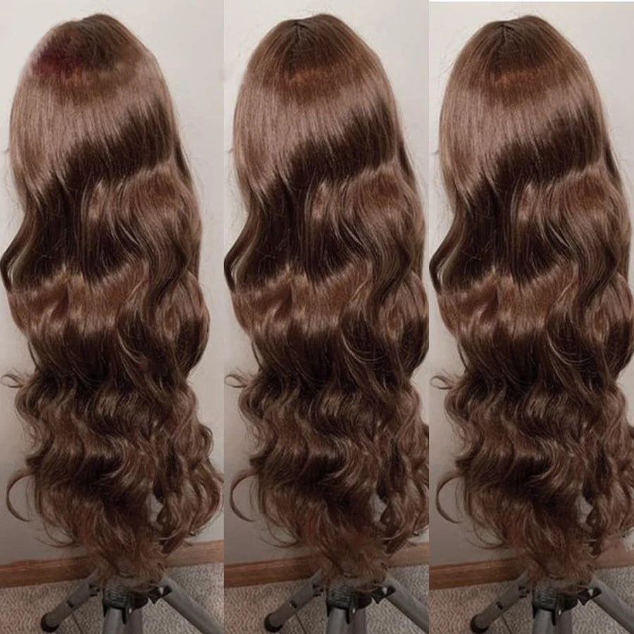 Chocolate Brown Body Wave Lace Frontal Wig – 13x4/13x6, 180% Density Human Hair
