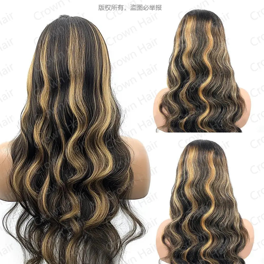 1B/27 Balayage Body Wave Wig – 30" 13x4 HD Lace Frontal, Ombre Blonde Brazilian Human Hair