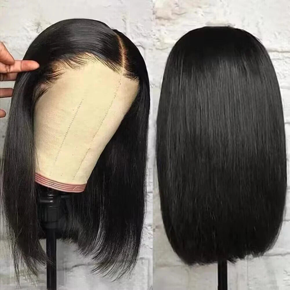 Short Straight Bob Wig – 13x4 Transparent Lace Front, Pre-Plucked Human Hair for Black Women