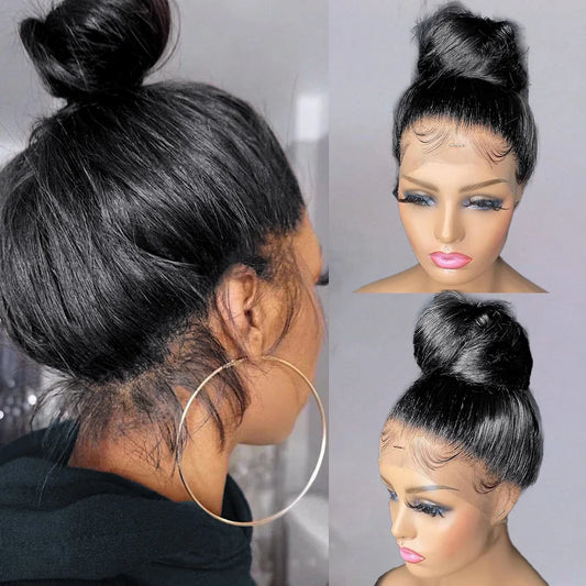 30–40" Straight 360 Full Lace Wig – 250% Density HD Lace Front, 13x4 Brazilian Human