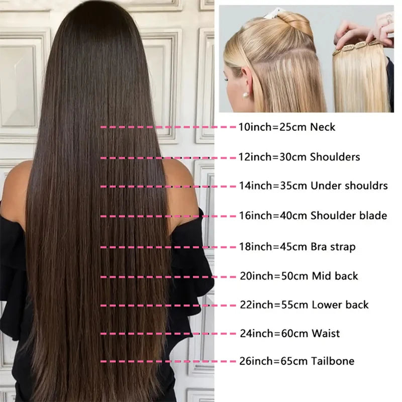 Straight Clip-In Hair Extensions – Soft Black, Thick Human Hair, 12–18 Inches