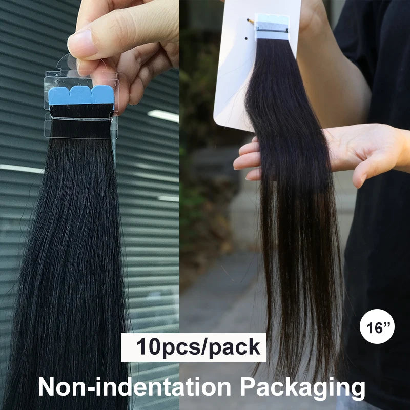 MRSHAIR Mini Tape-In Hair Extensions – 3x0.8cm Invisible Human Hair, 10pcs Pack