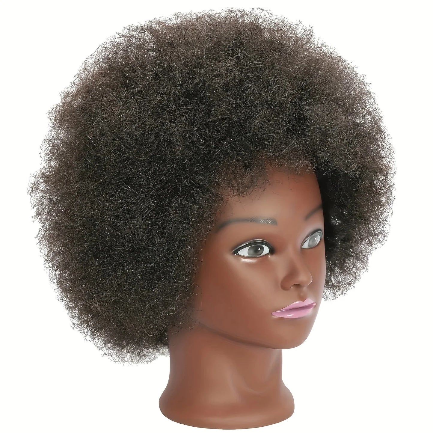 Kinky Curly Human Hair Mannequin Head – Afro Cosmetology Training Doll for Hairdressing Practice