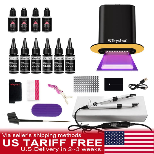 2025 V-Light Hair Extension Kit with UV System – Traceless Tape & Lightweight Tools for Fast, Professional Hair Grafting