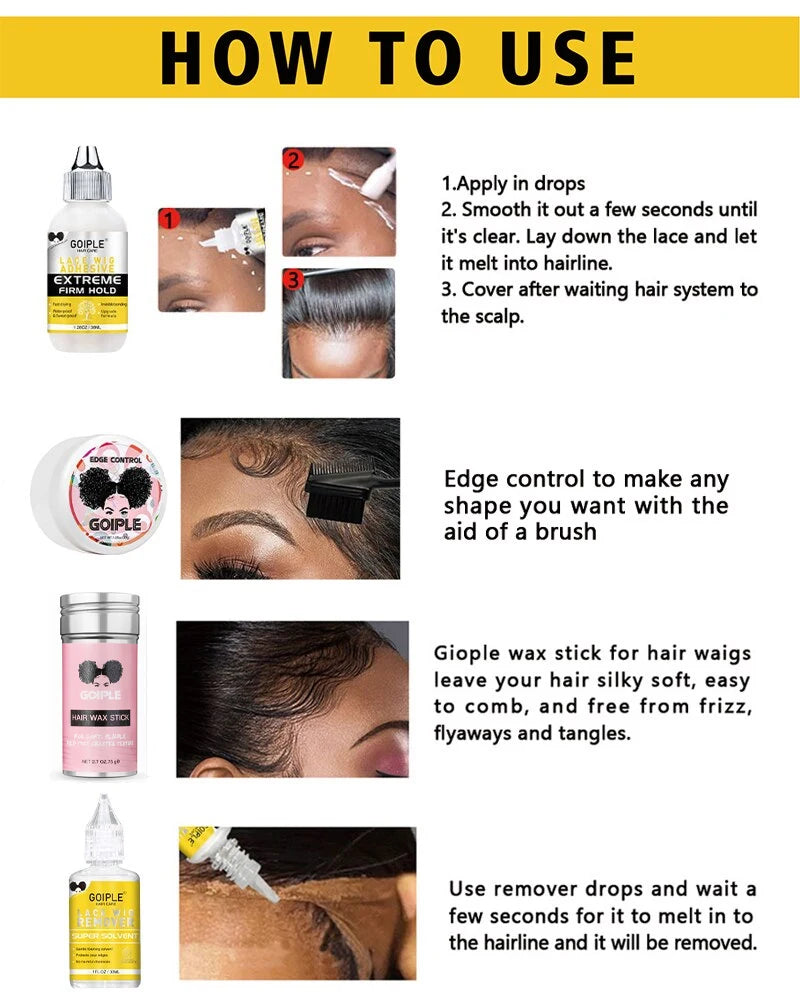 Lace Melting Spray – Glue-Less Invisible Wig Adhesive, Waterproof Extra Hold with Toupee Wax Stick Gel