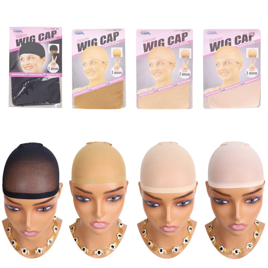 24 Pieces (12 Packs) Wig Caps – Fashion stretchable hair nets, 2 pieces per pack.