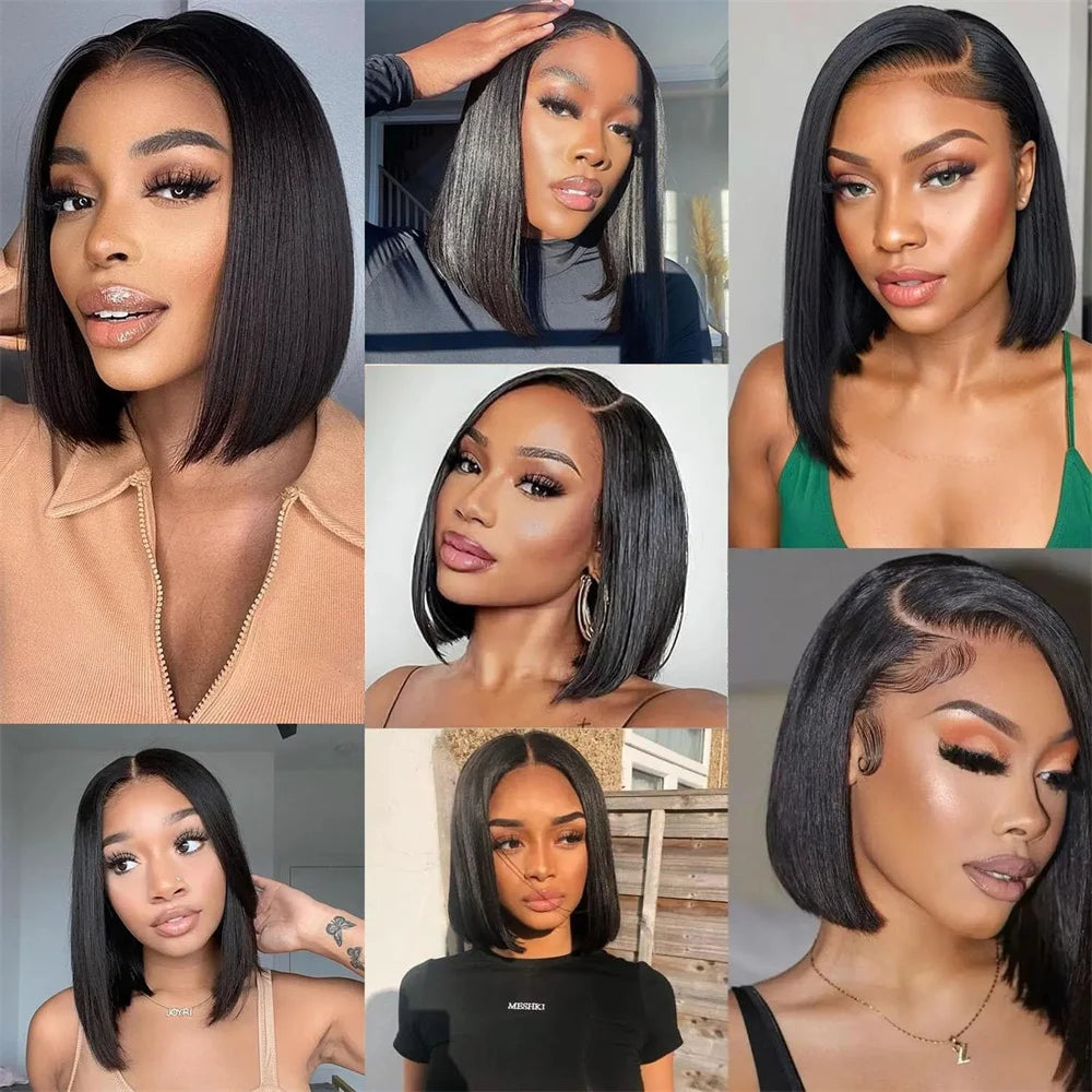 180% Straight Glueless Bob Wig – Pre-Cut Lace, Ready to Wear Human Hair Wig for Women