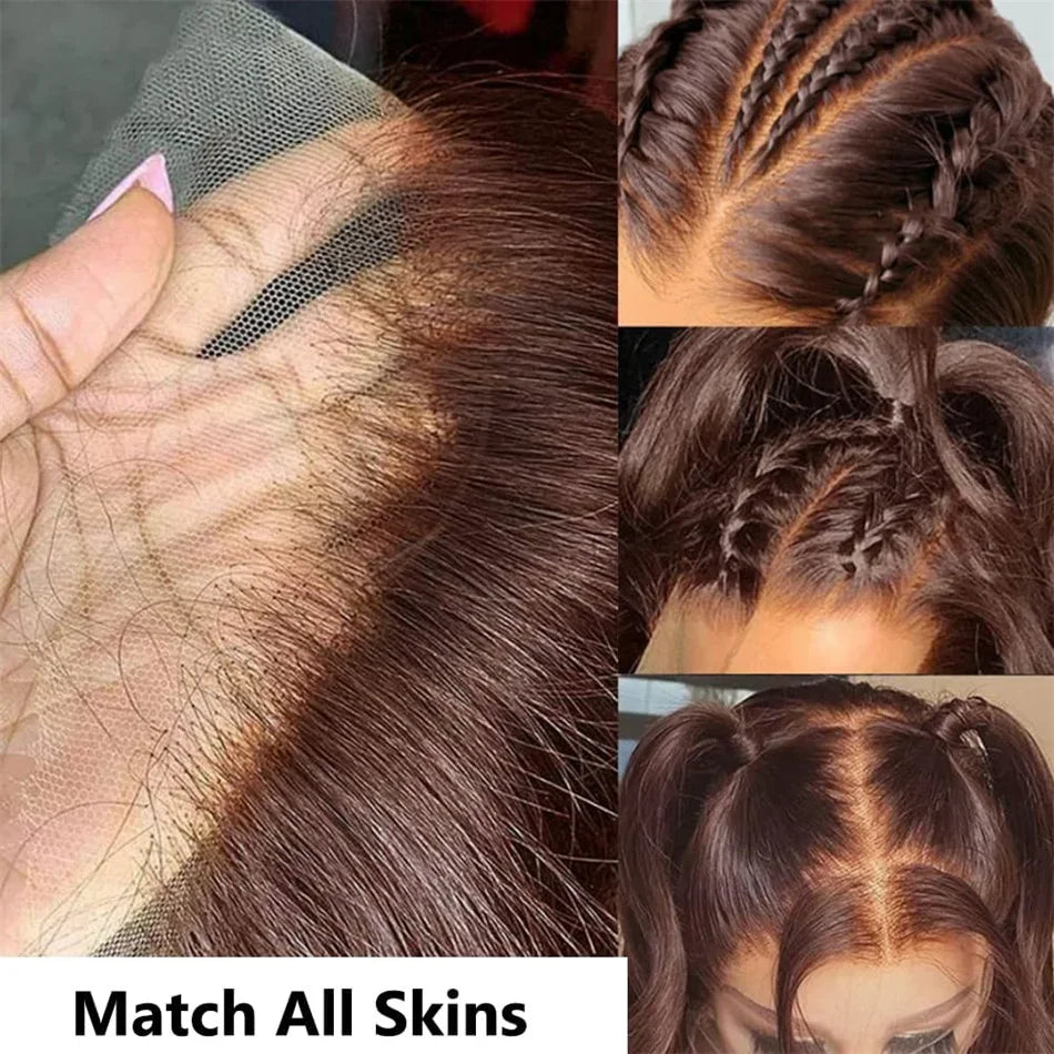 250% Density Deep Wave Chocolate Brown Lace Front Wig – 13x6 HD Human Hair for Black Women