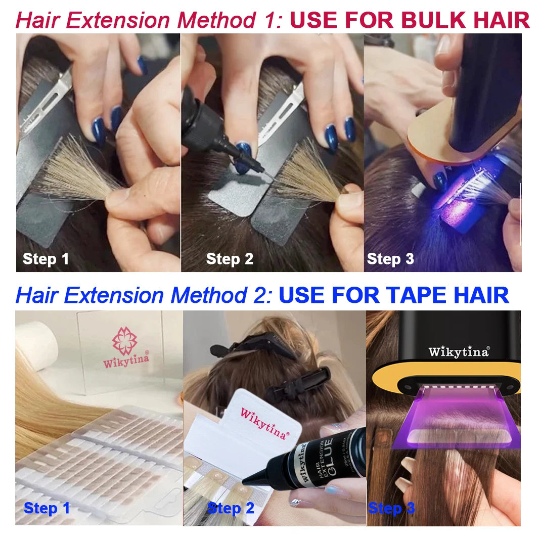 2025 UV Light Hair Extension Kit – V-Light Tools with Glue & Curing Lighter for Professional Salon or At-Home Extensions