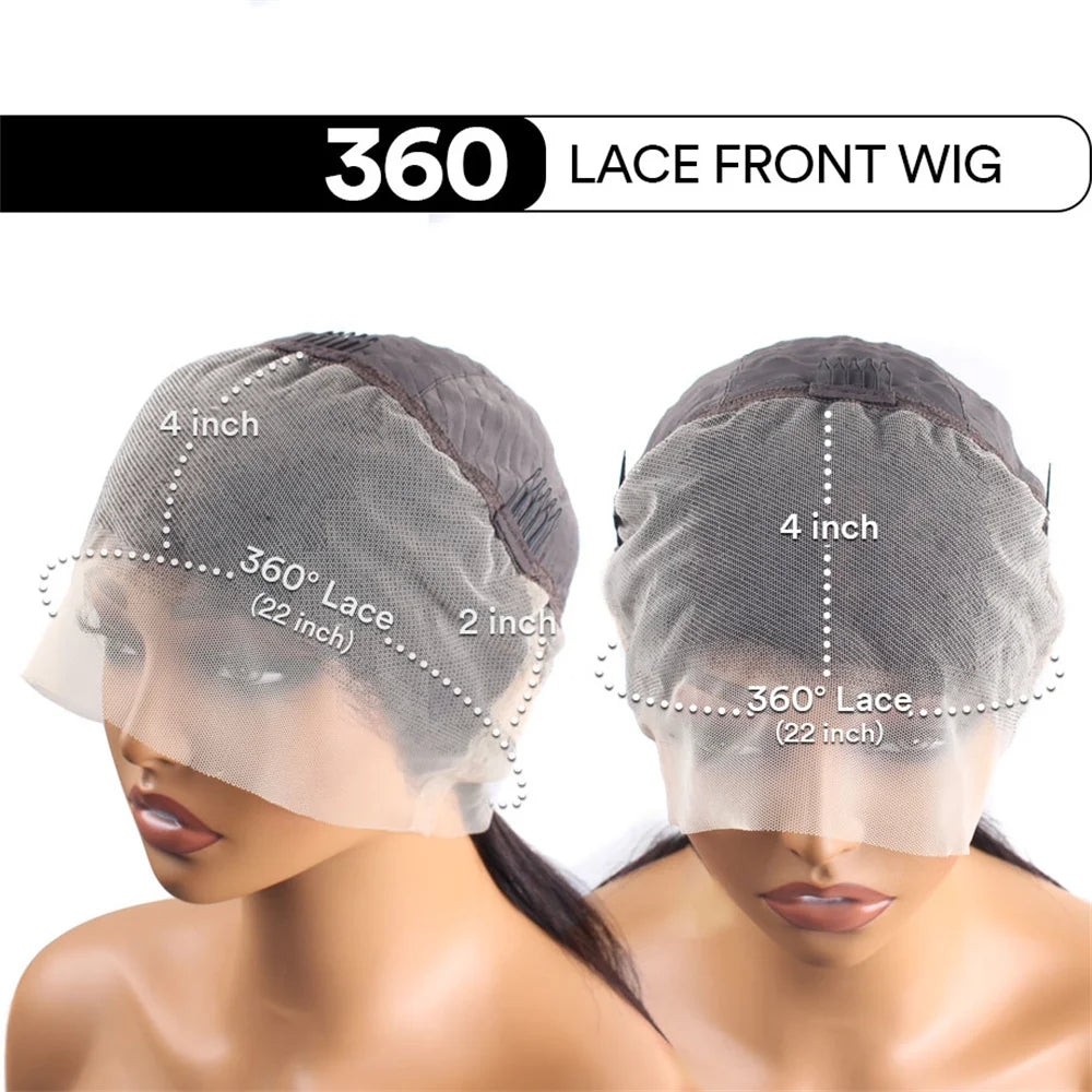 360 Body Wave Lace Front Wig – Hidden Strap Drawstring, 250% Density Full Lace Human Hair